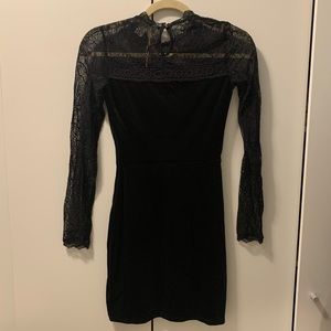 Black velvet and lace dress